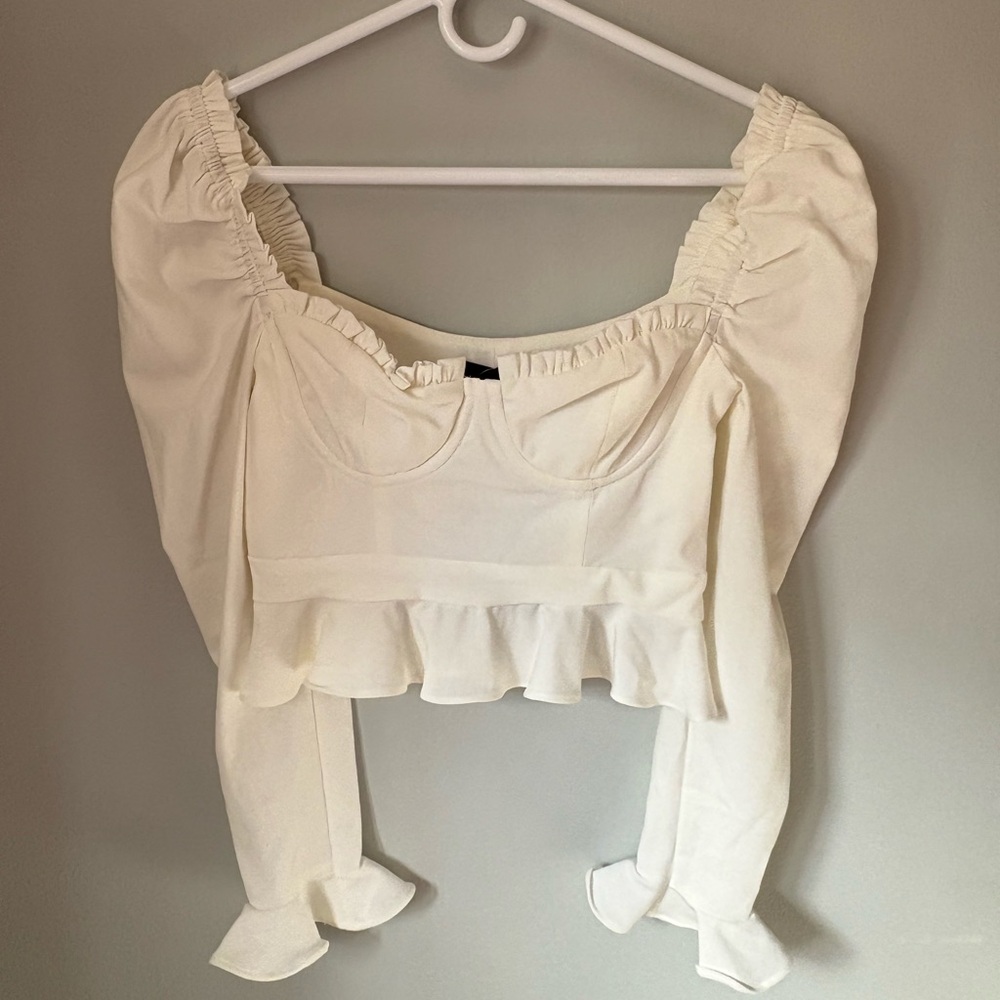 MAJORELLE Cream Ruffled Blouse